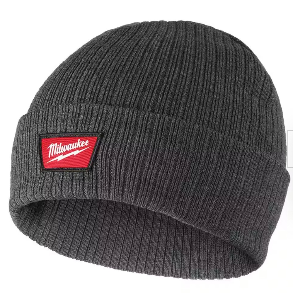 Milwaukee Tool Gray Rib-Knit Cuffed Beanie Cap UNISEX